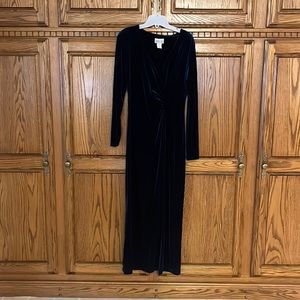 Blue velvet feel dress